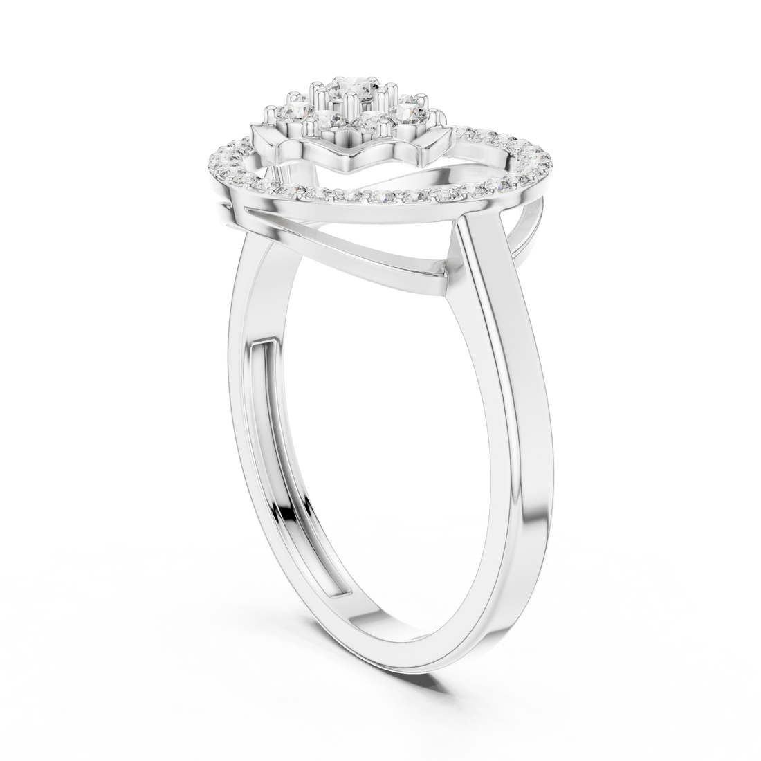 ALR-154 - Fashion Round Ring - White Gold
