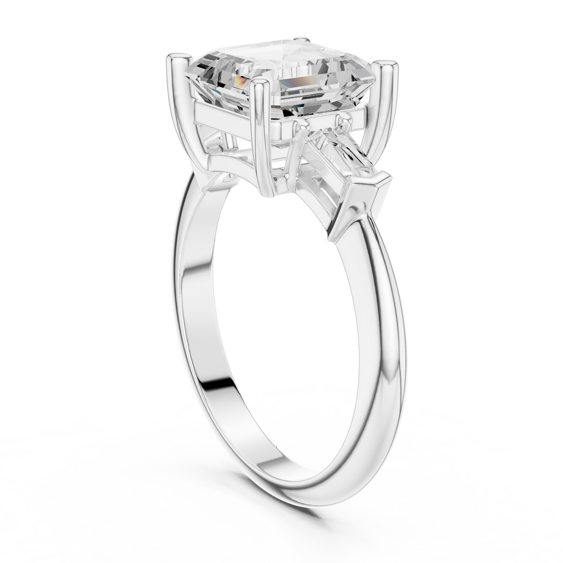 Three Stone Ring - Asscher | 67 AC - White Gold