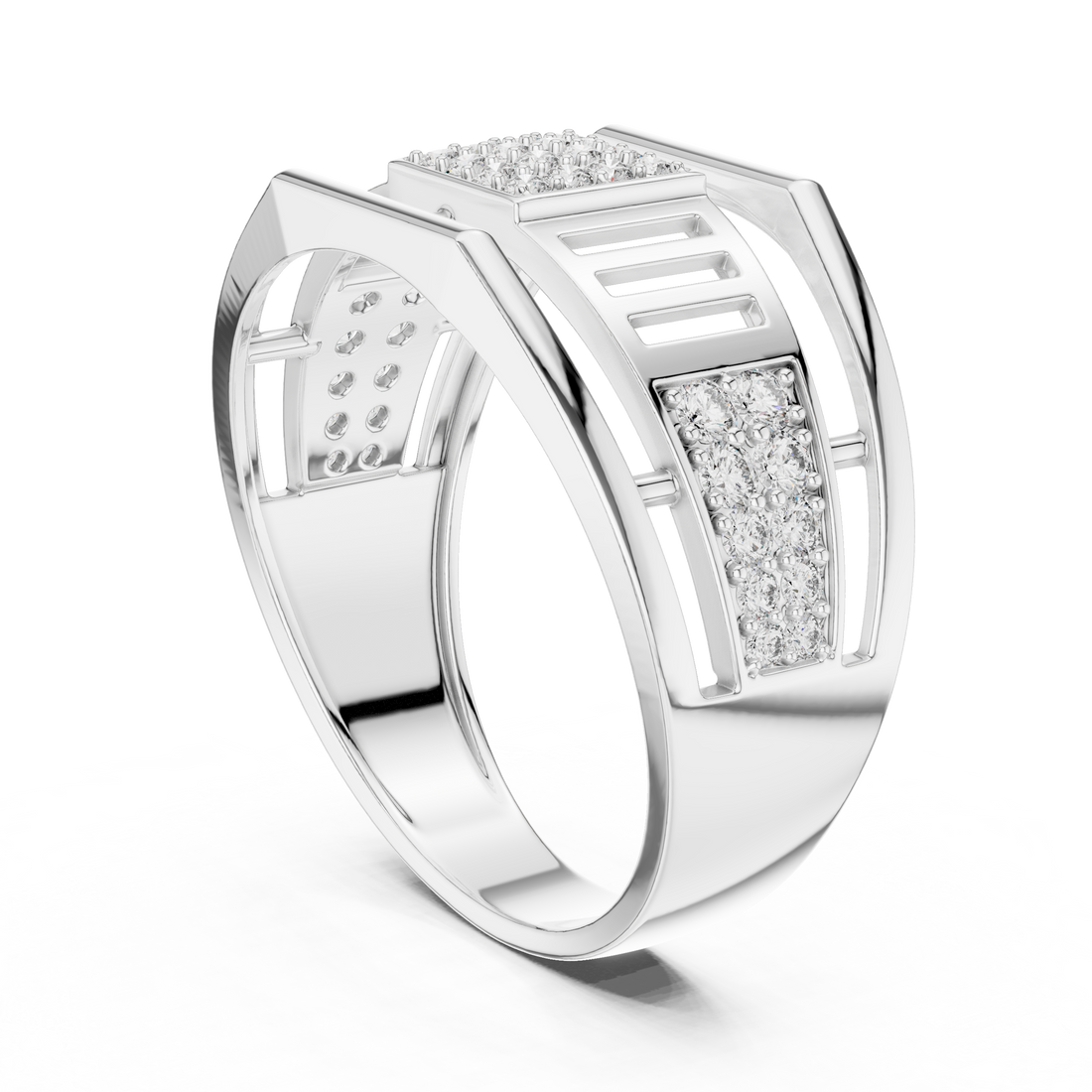 LR-01 (8) - Fashion Round Ring - White Gold