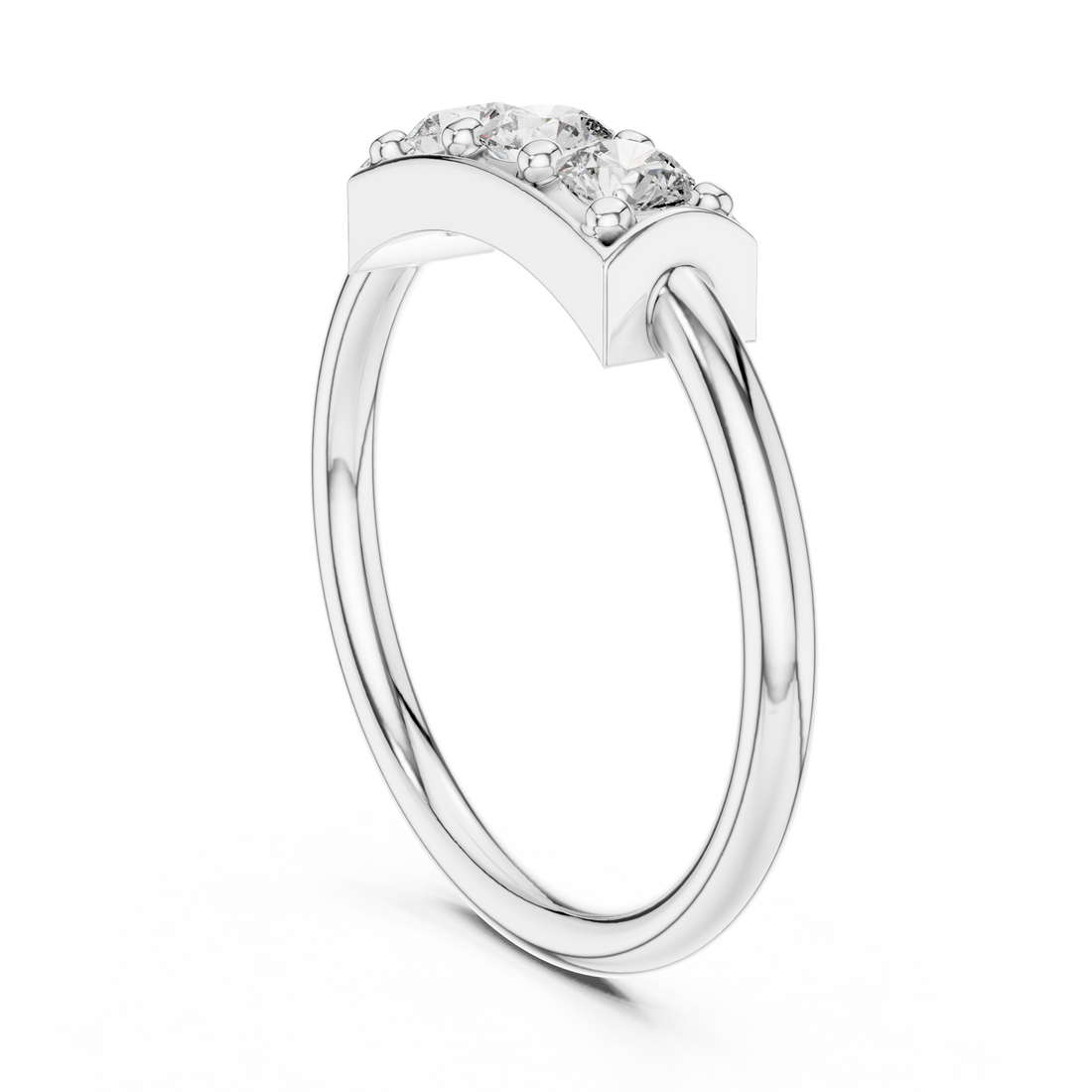16 - Three Stone Round Ring - White Gold