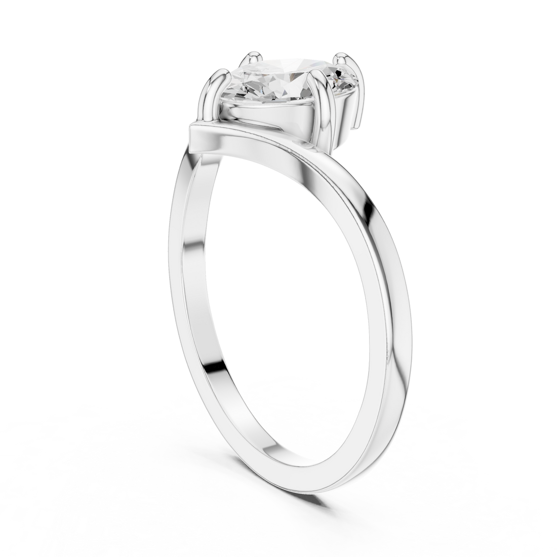 DDLR-1055 - Solitaire Oval Ring - White Gold
