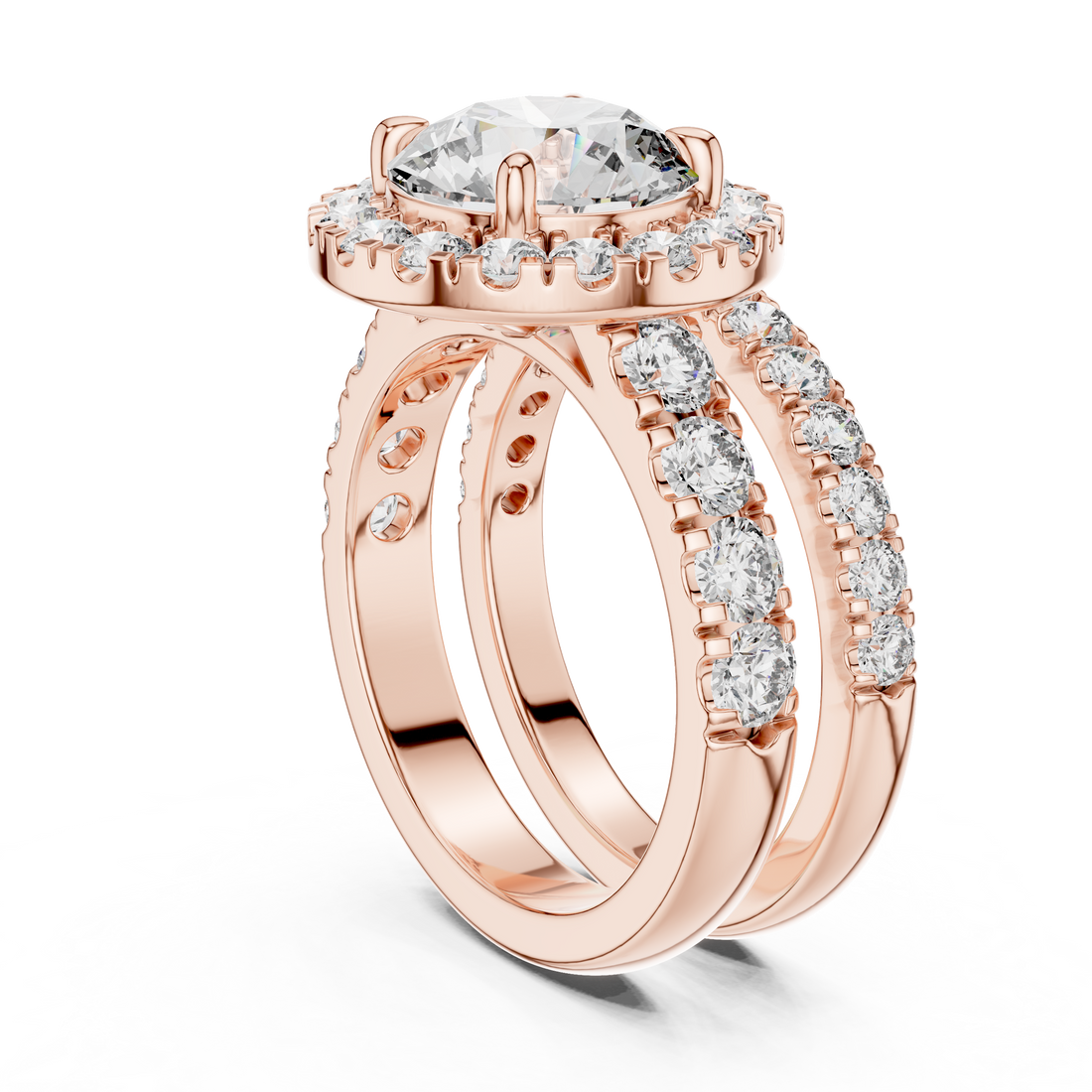 DDLR-007 - Halo Round Ring - White Gold