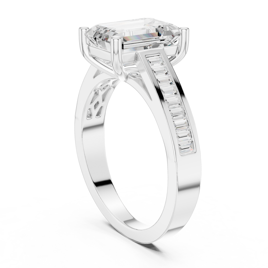 DDLR-357 - Solitaire Emerald Ring - White Gold