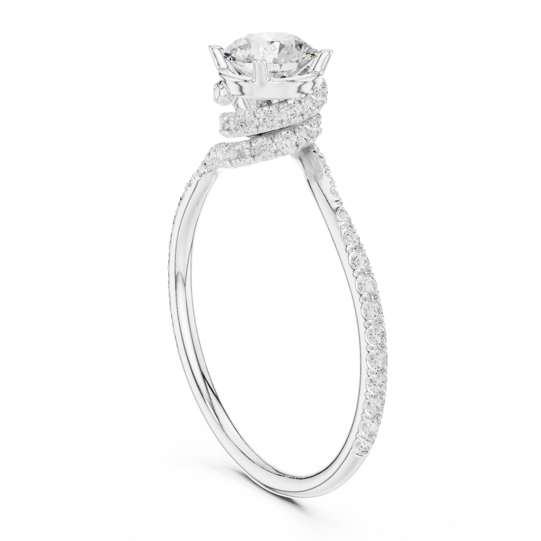LR-0341 - Solitaire Round Ring - White Gold