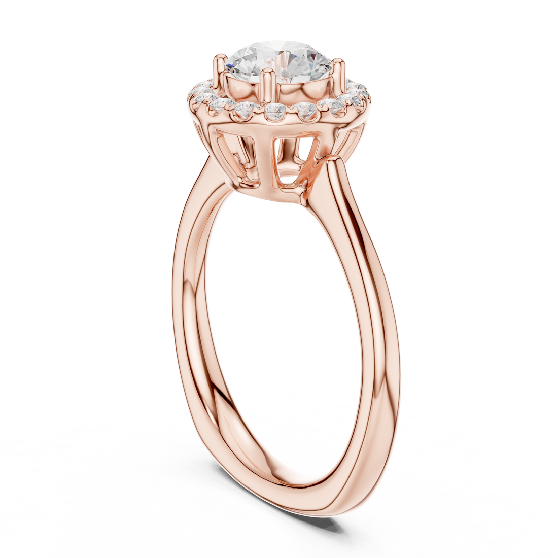 DDLR-652 - Halo Round Ring - White Gold