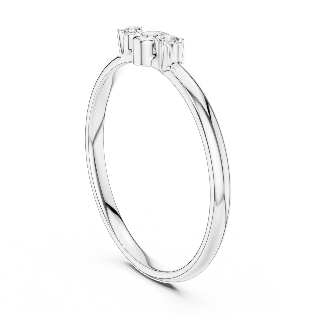 1 (392) - Fashion Round Ring - White Gold