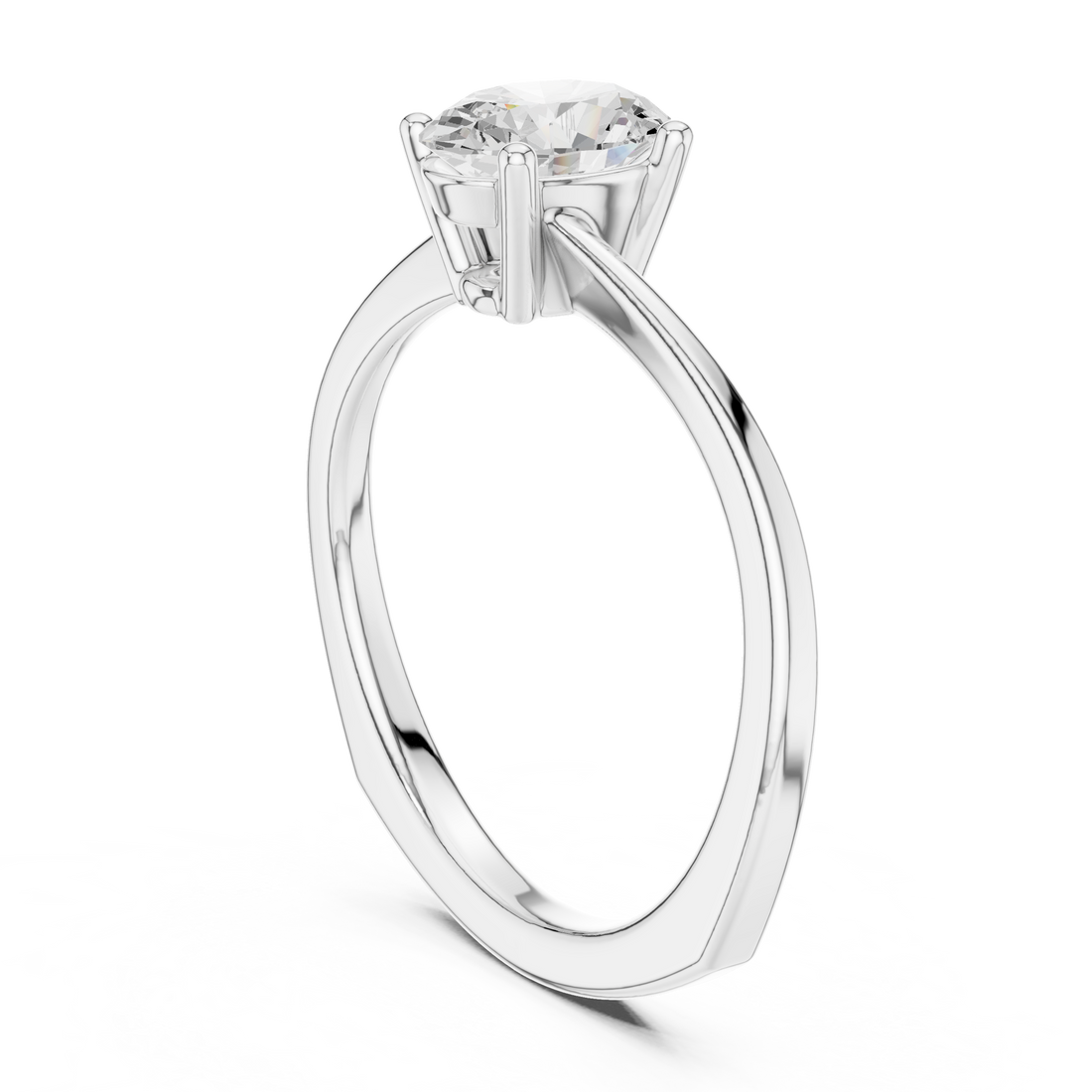 DDLR-478 - Solitaire Oval Ring - White Gold