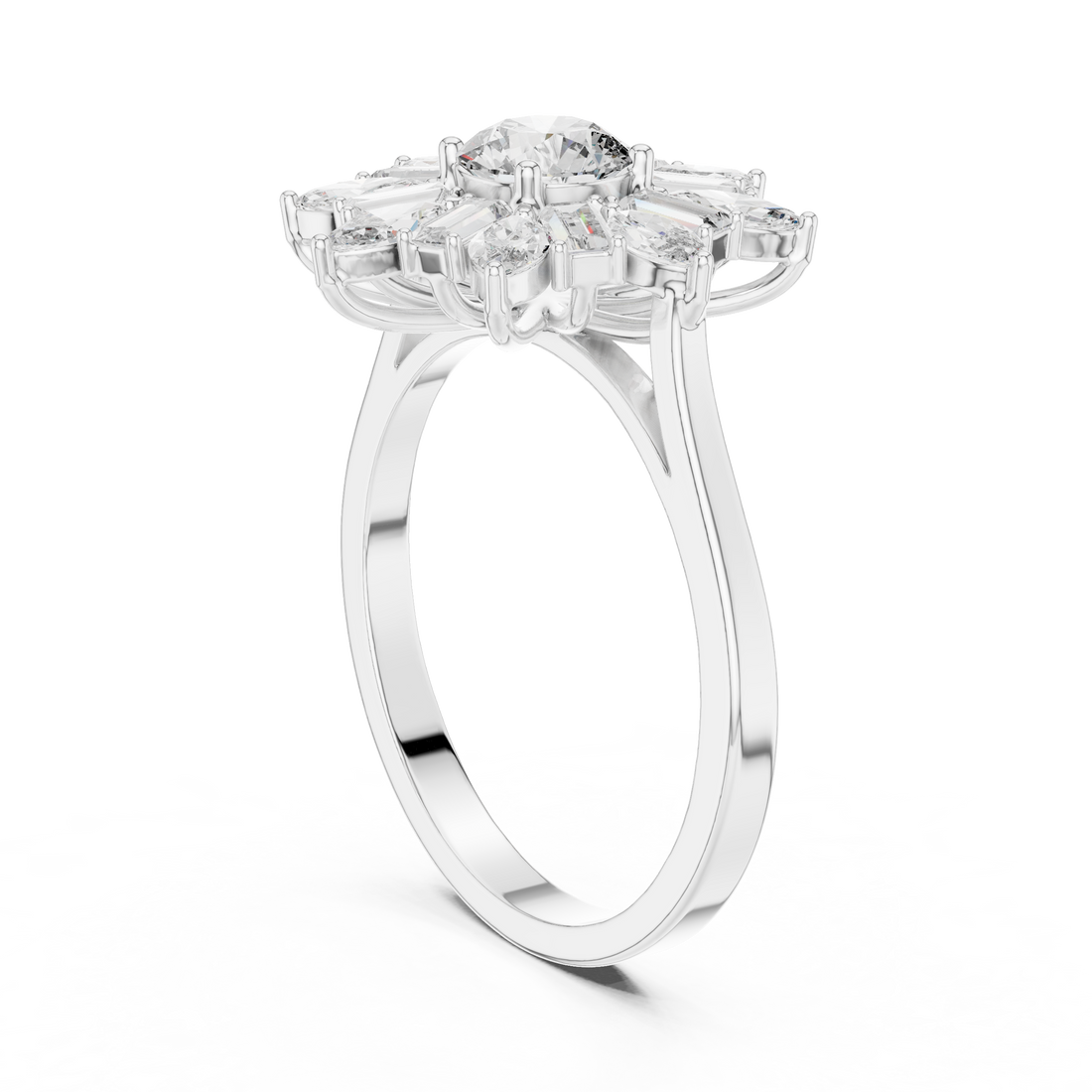 ALR-65 - Fashion Round Ring - White Gold