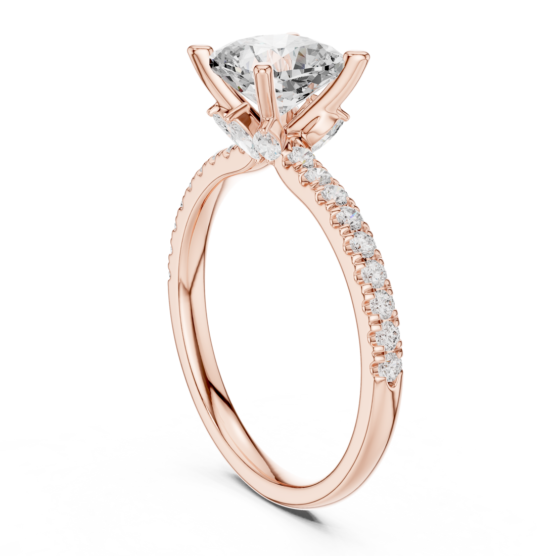 DDLR-256-CU - Solitaire Cushion Ring - White Gold