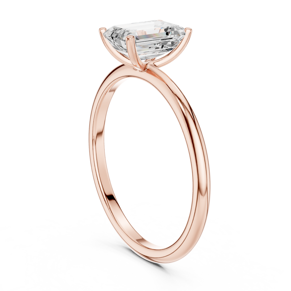 DDLR-1064 - Solitaire Emerald Ring - White Gold