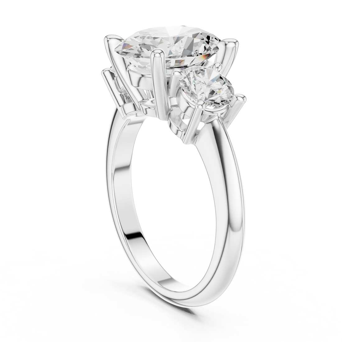 DDLR-042-OV - Three Stone Oval Ring - White Gold