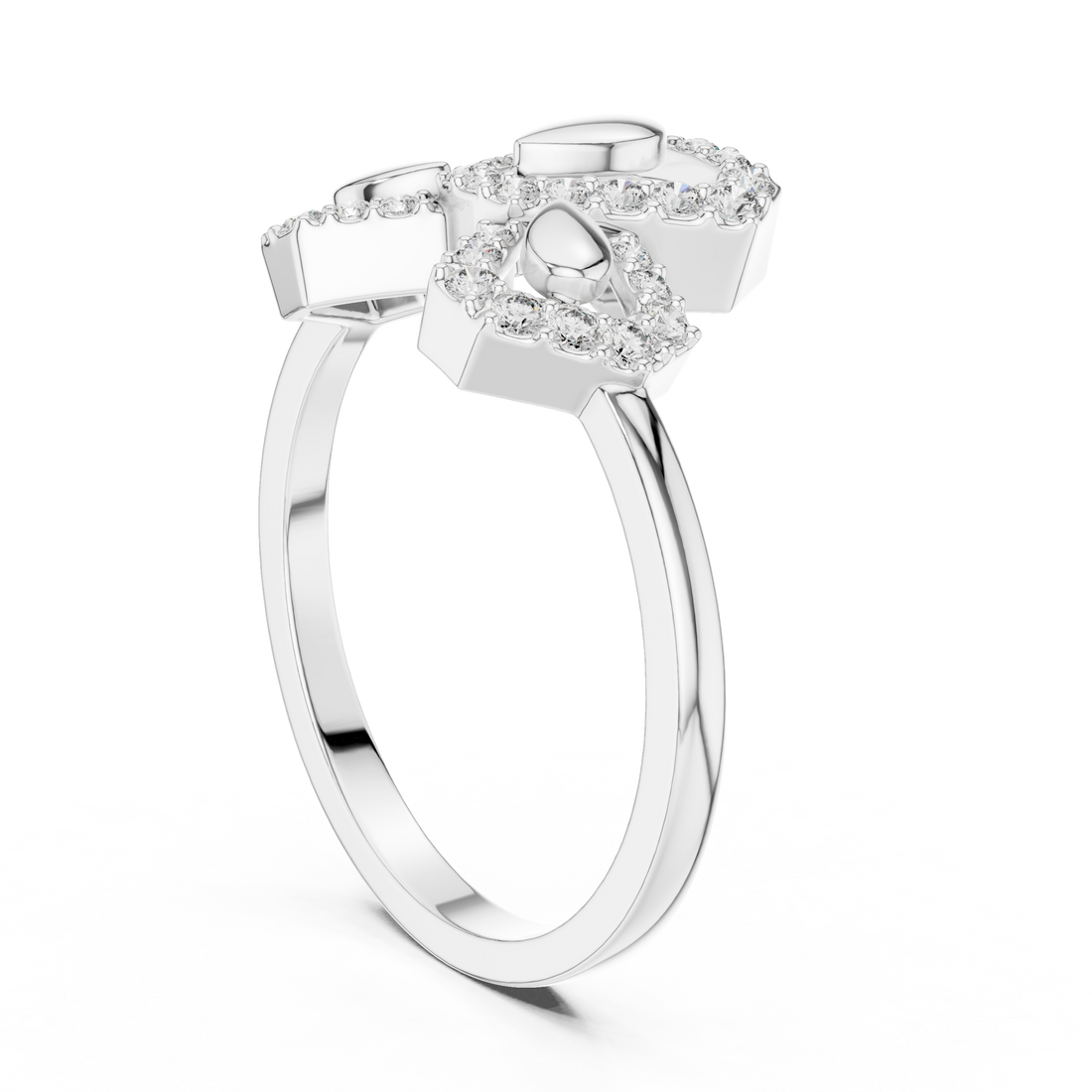 LR-01 (81) - Fashion None Ring - White Gold