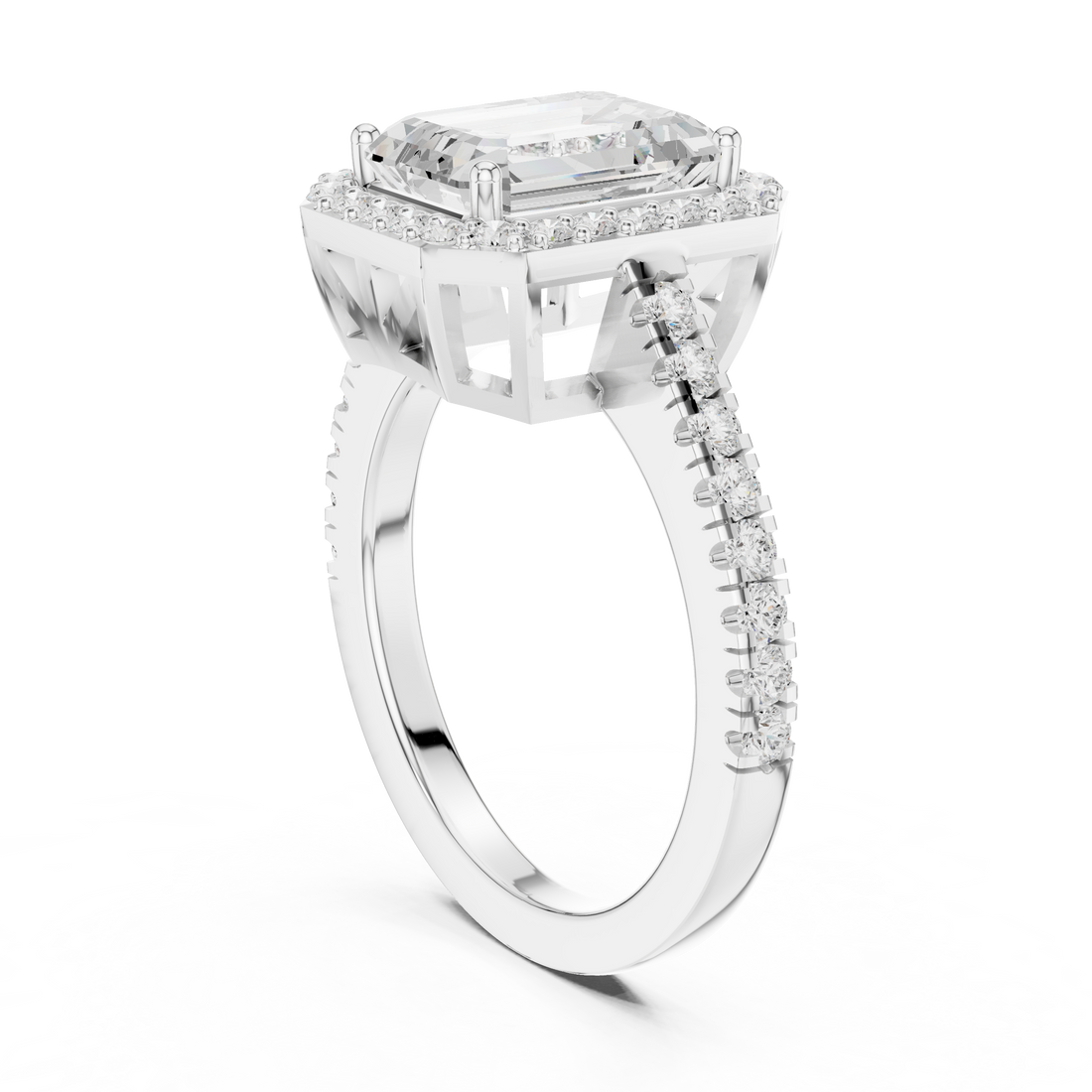 RLR1747 - Halo Emerald Ring - White Gold