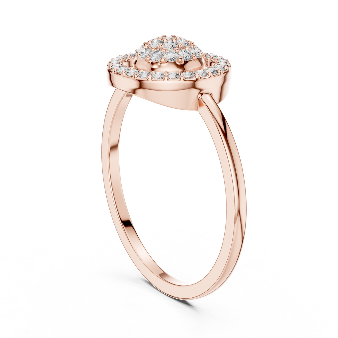 DR-6317 - Fashion Round Ring - White Gold
