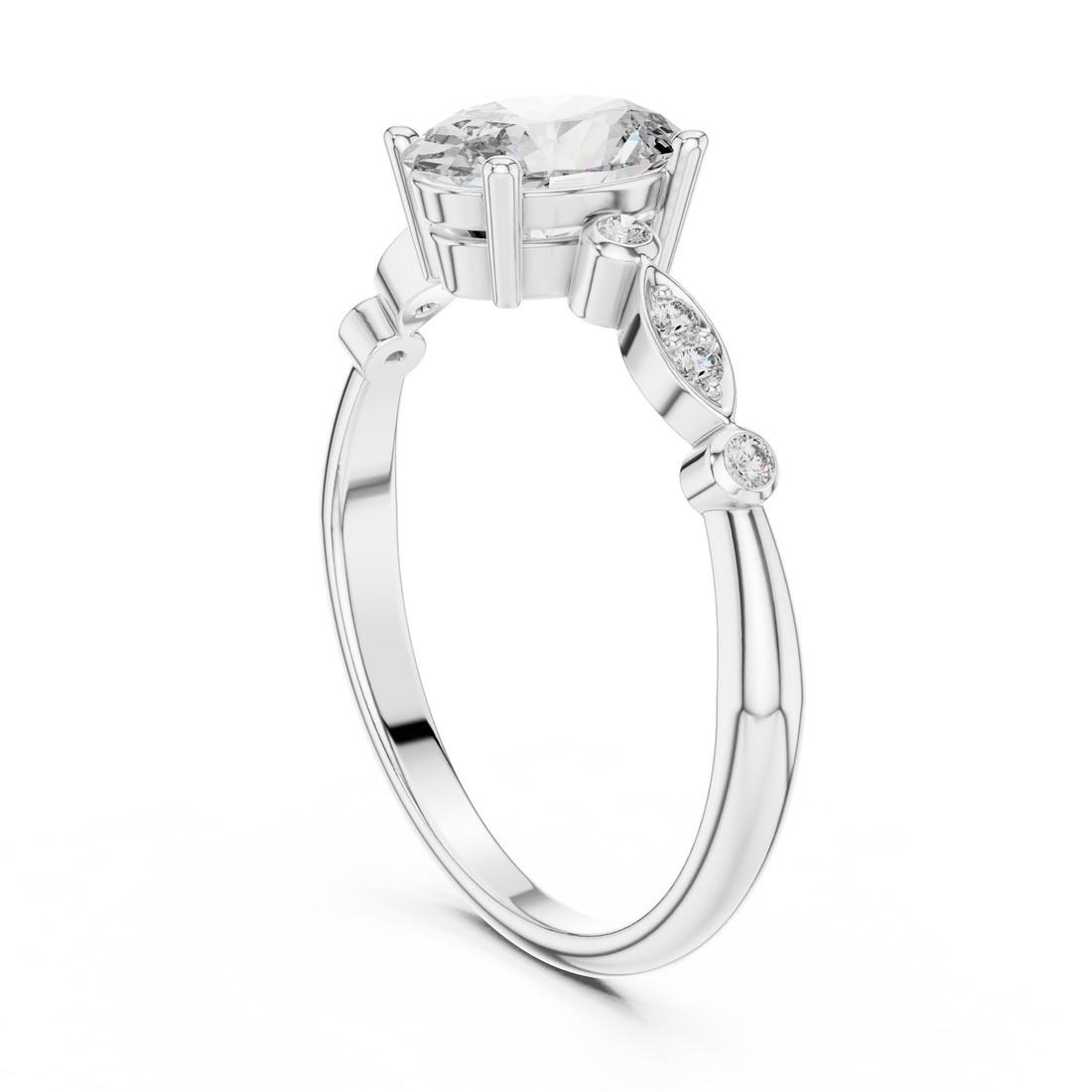 00001L (11) - Fashion Oval Ring - White Gold