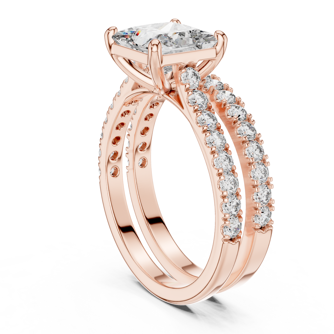 DDLR-010 - Split Shank Princess Ring - White Gold