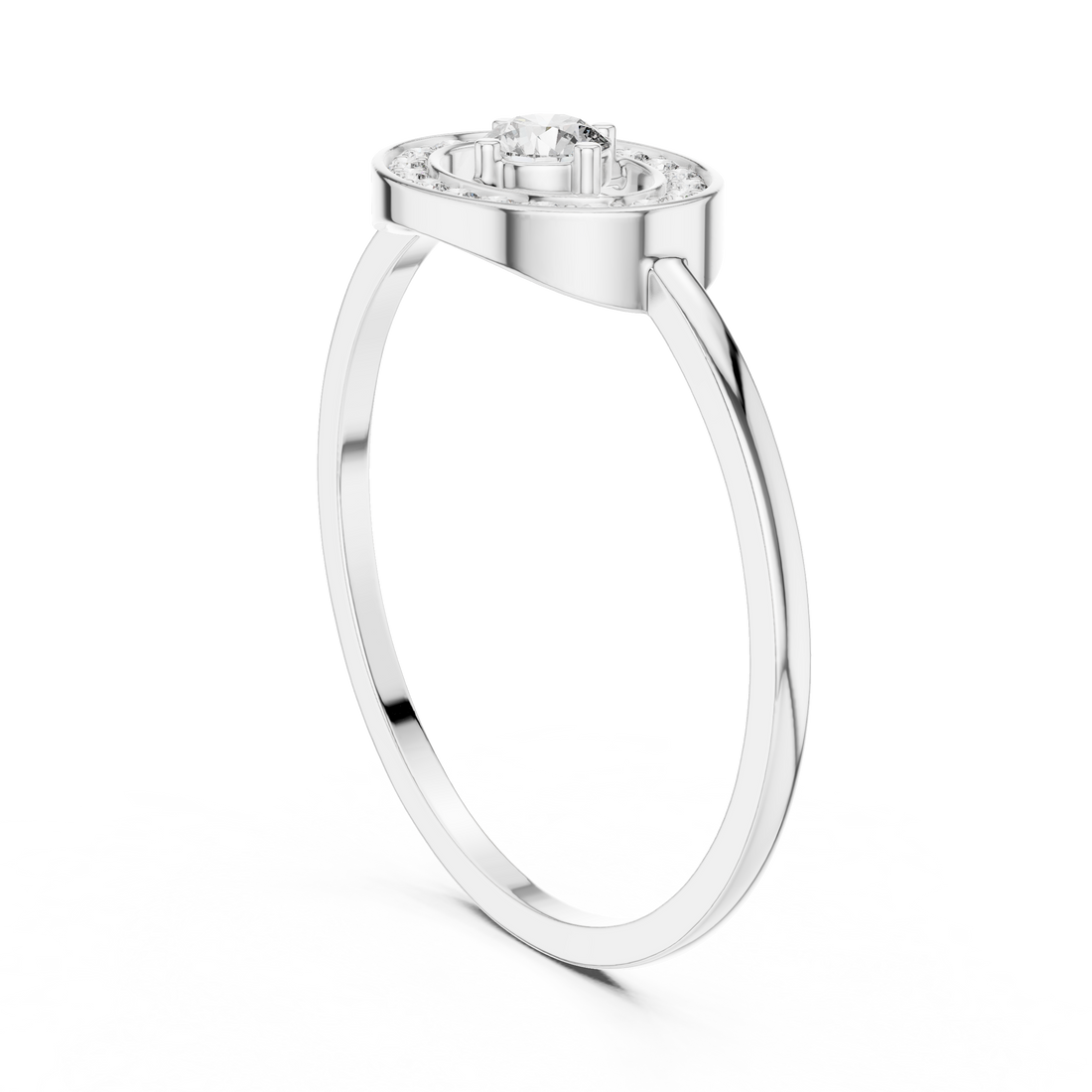 DR-6160 - Halo Round Ring - White Gold