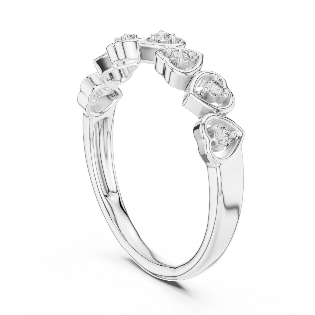 12#10058@L - Fashion Round Ring - White Gold