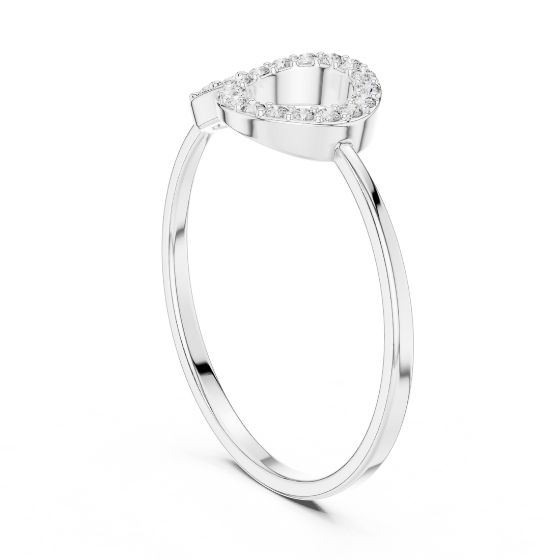 1 (226) - Fashion Round Ring - White Gold