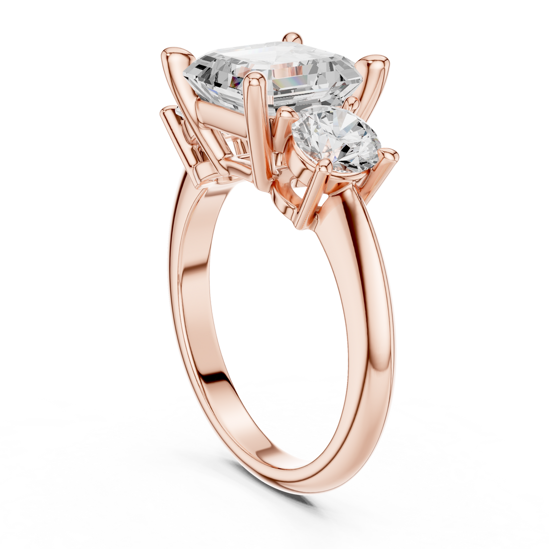 DDLR-042-AC - Three Stone Asscher Ring - White Gold