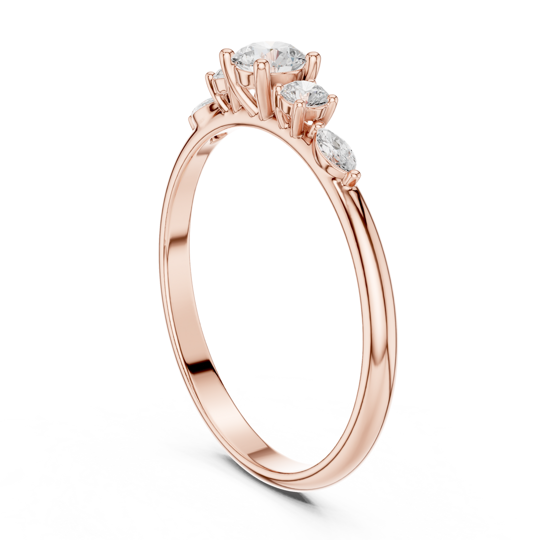 HLR-89 - Three Stone Round Ring - White Gold