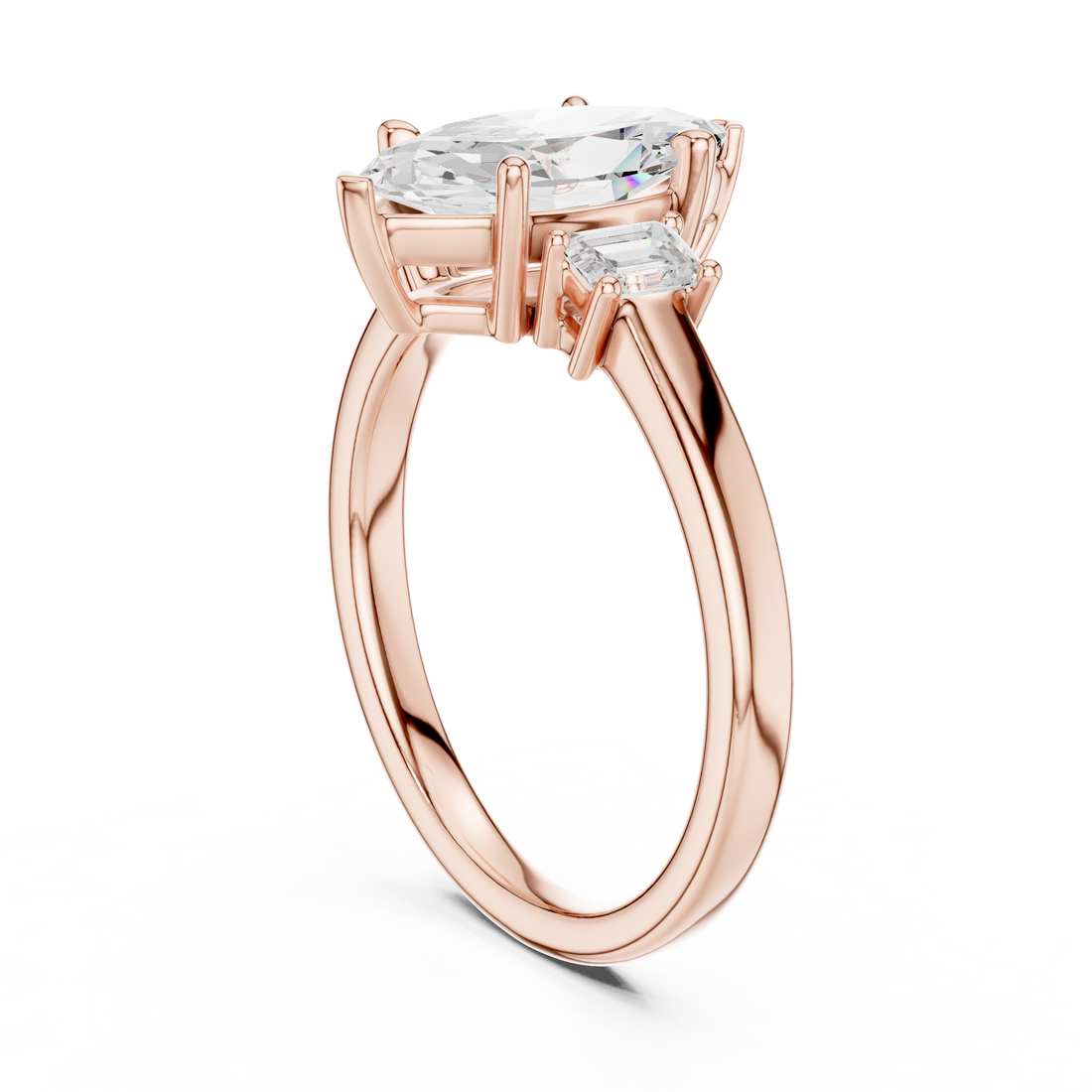 DDLR-038-MQ - Three Stone Marquise Ring - White Gold