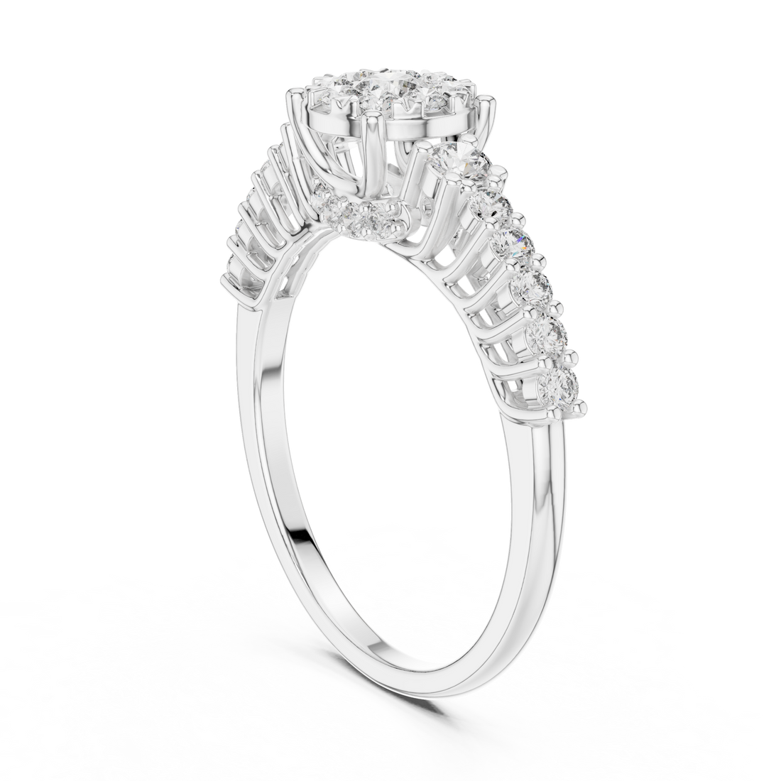 19#120028L - Fashion Round Ring - White Gold