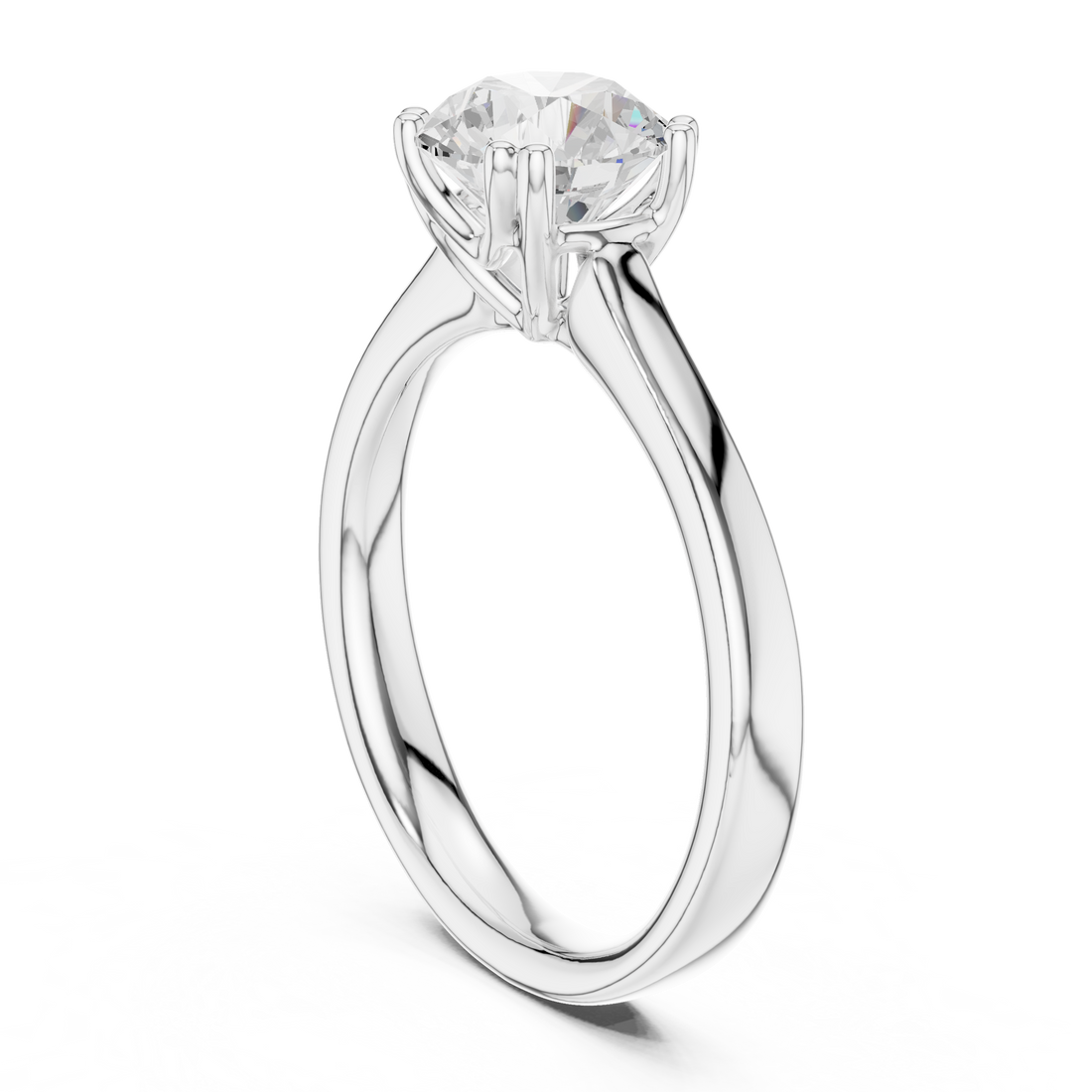 DDLR-639 - Solitaire Round Ring - White Gold
