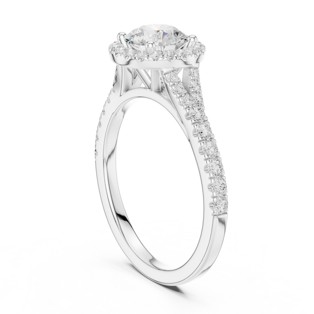 DDLR-914 - Halo Round Ring - White Gold