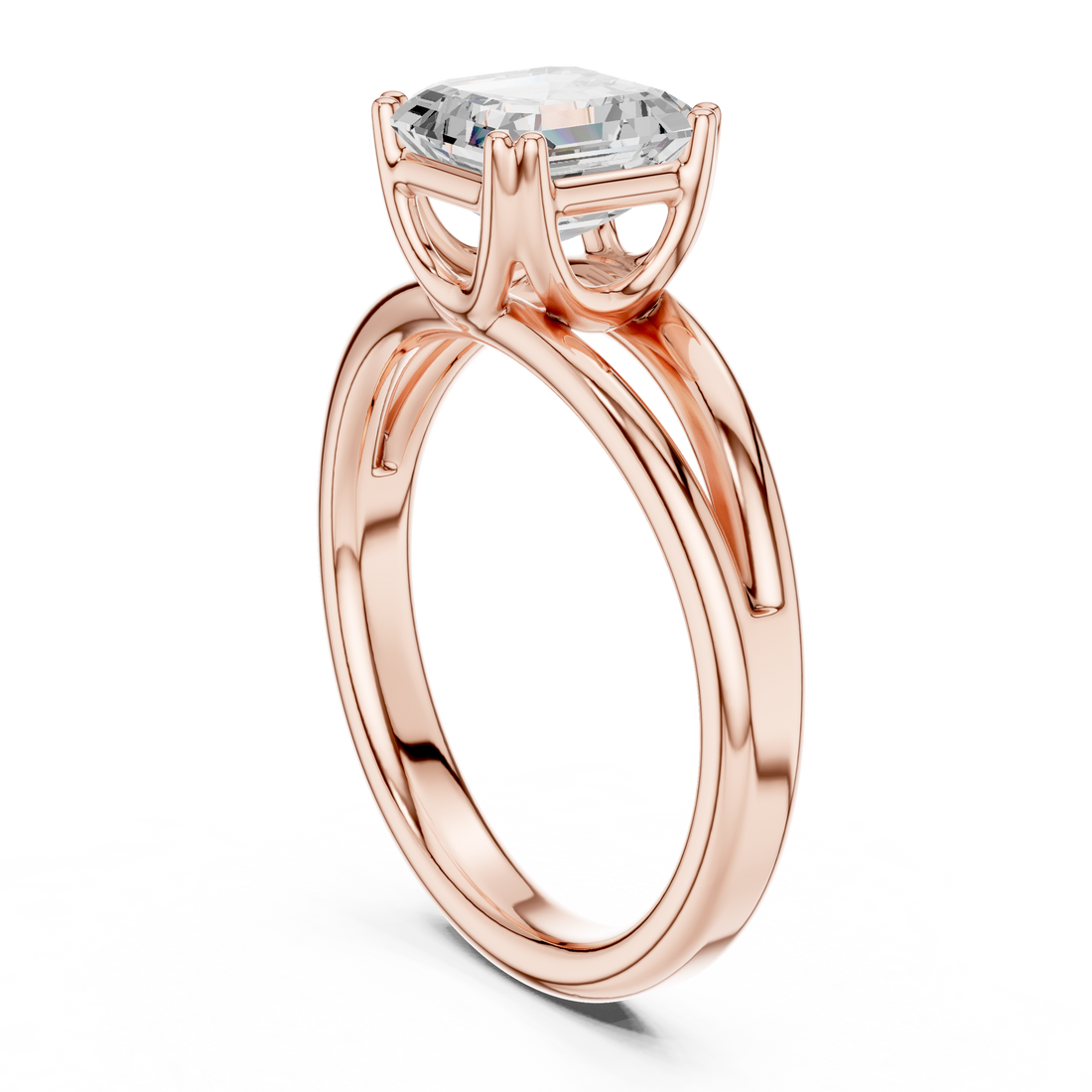 DDLR-094-AC - Solitaire Asscher Ring - White Gold