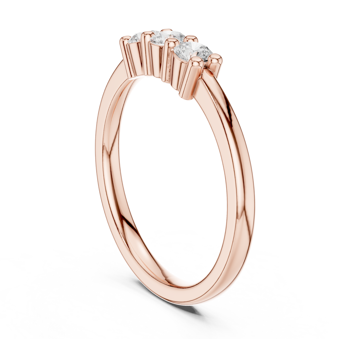 DDLR-609 - Three Stone Round Ring - White Gold