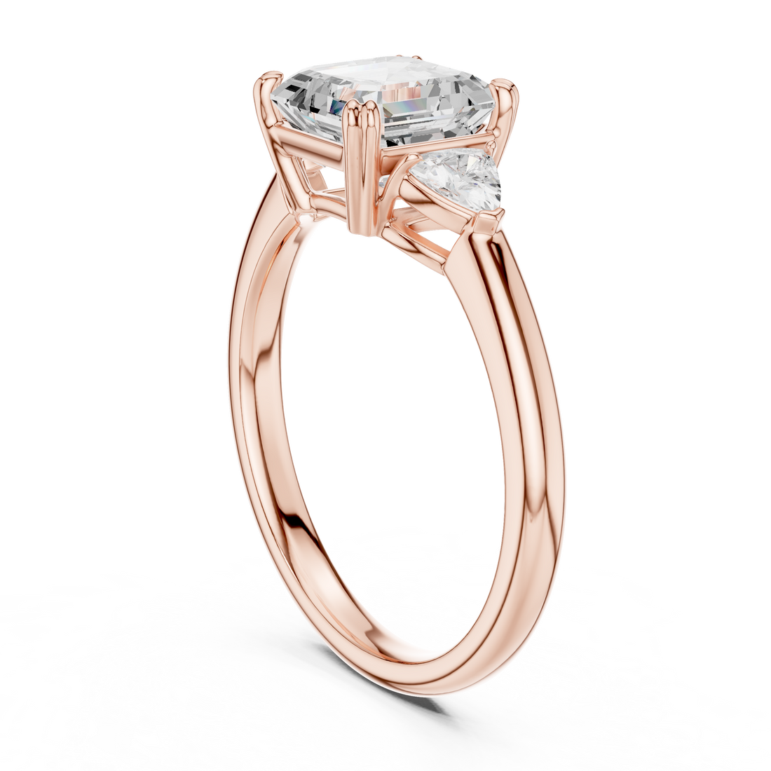 DDLR-033-AC - Three Stone Asscher Ring - White Gold