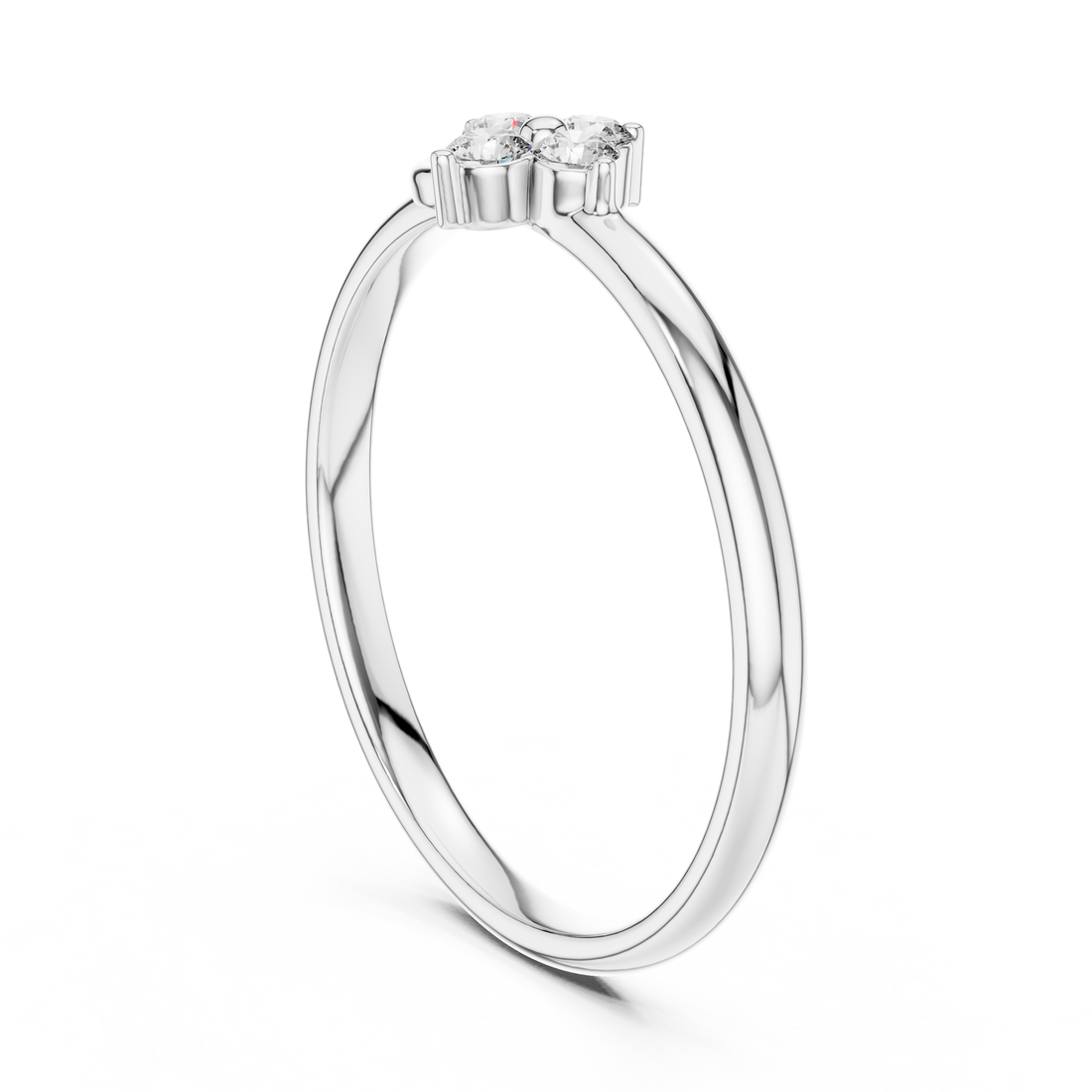 1 (393) - Fashion Round Ring - White Gold