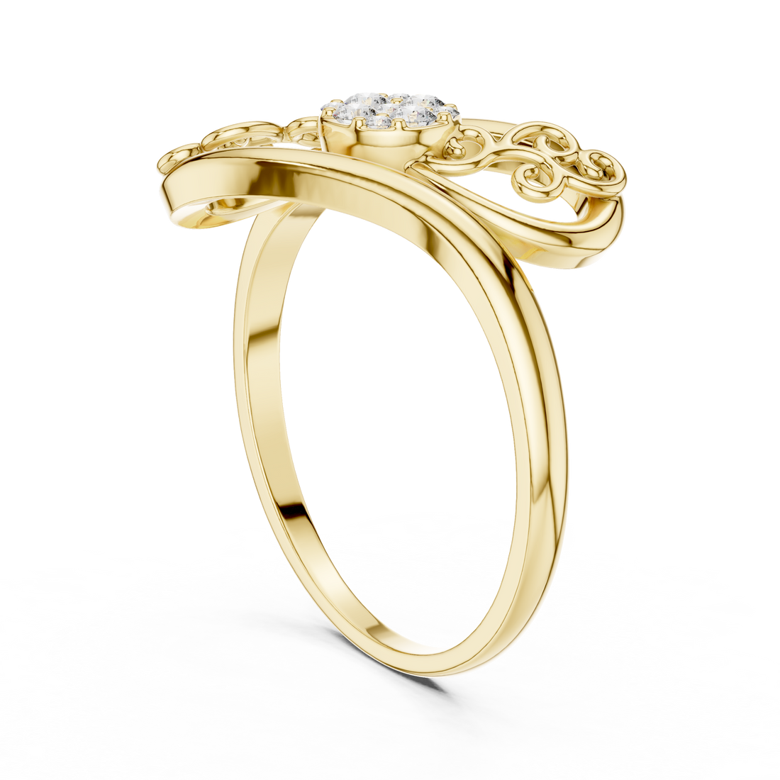 1 (253) - Fashion Round Ring - White Gold