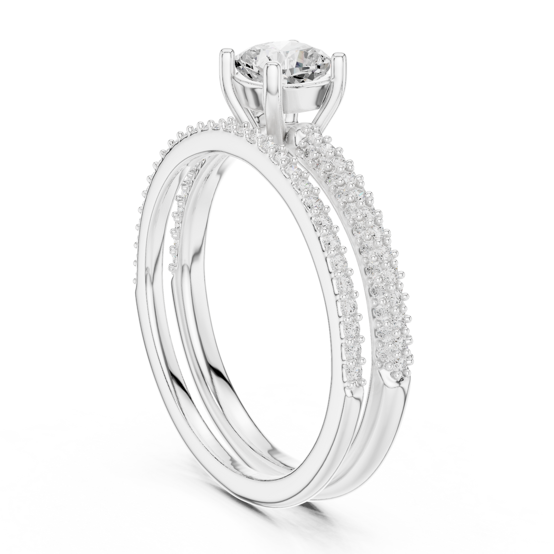 LR-0276 - Solitaire Cushion Ring - White Gold