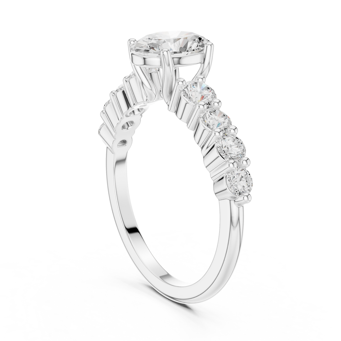 DDLR-1056 - Solitaire Oval Ring - White Gold