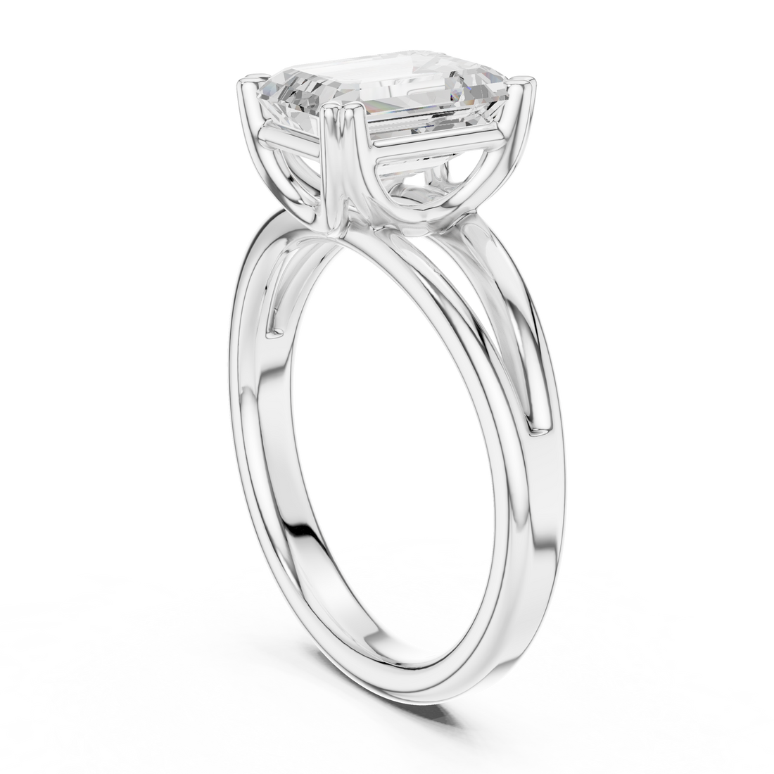 DDLR-094-EM - Solitaire Emerald Ring - White Gold