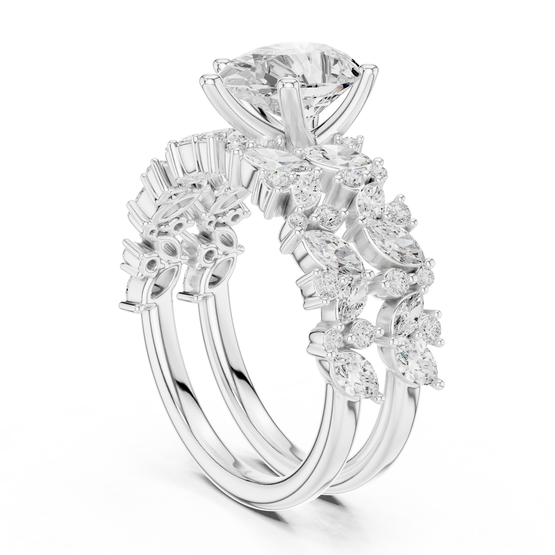 DDLR-944 - Fashion Heart Ring - White Gold