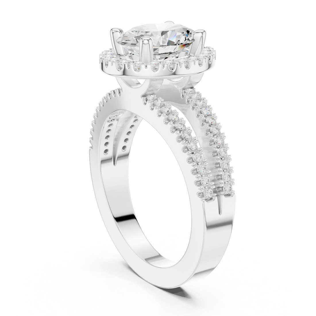 DDLR-350 OV - Halo Oval Ring - White Gold