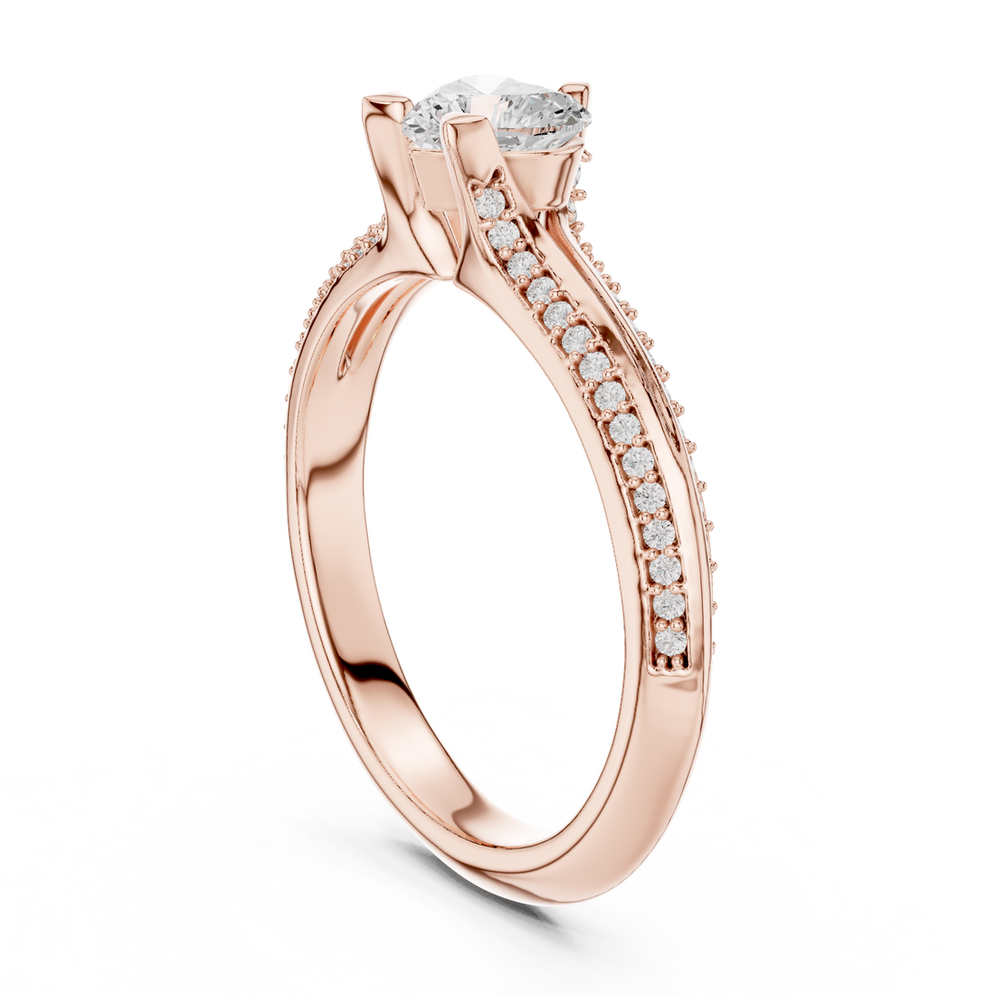 LR-0278 - Solitaire Heart Ring - White Gold