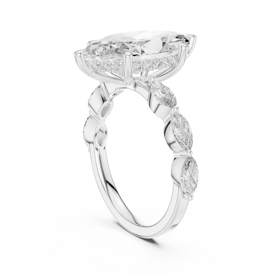 9#10013L_05 - Solitaire Marquise Ring - White Gold