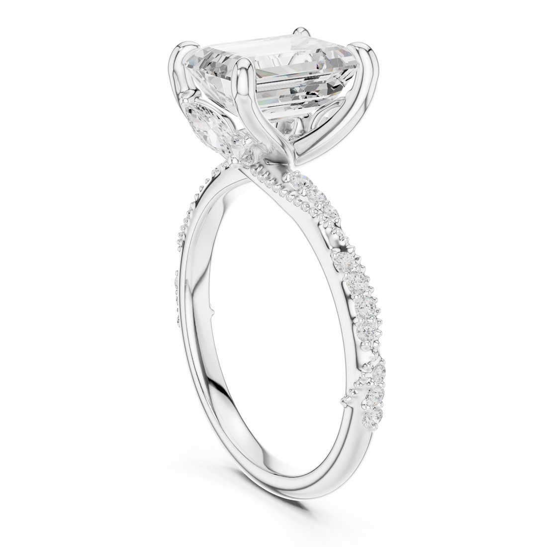 DDLR-898 - Solitaire Emerald Ring - White Gold
