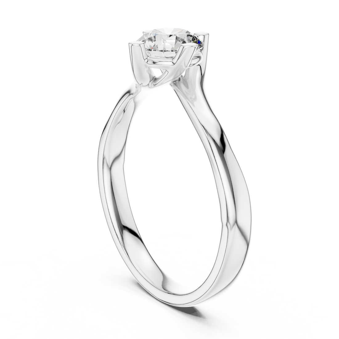 1211 - Solitaire Round Ring - White Gold
