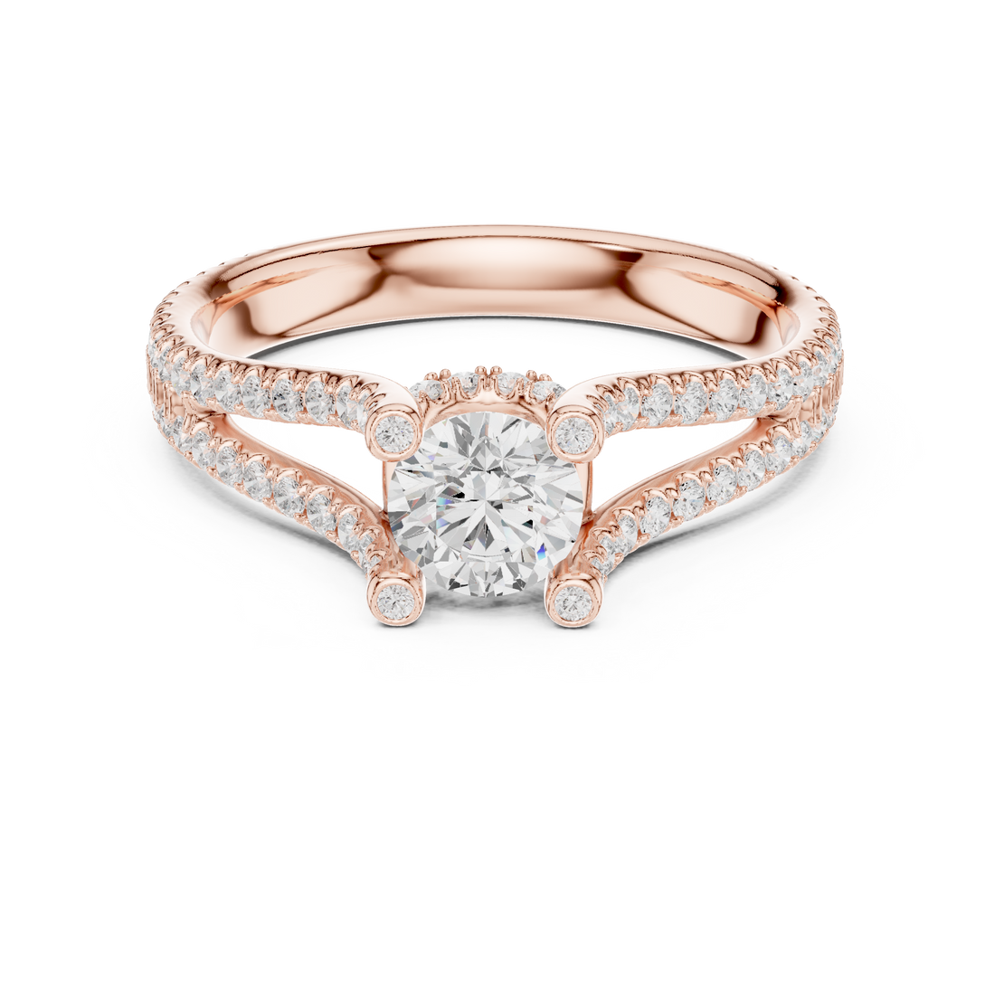 Split Shank Ring - Round | LR-0295 - Rose Gold
