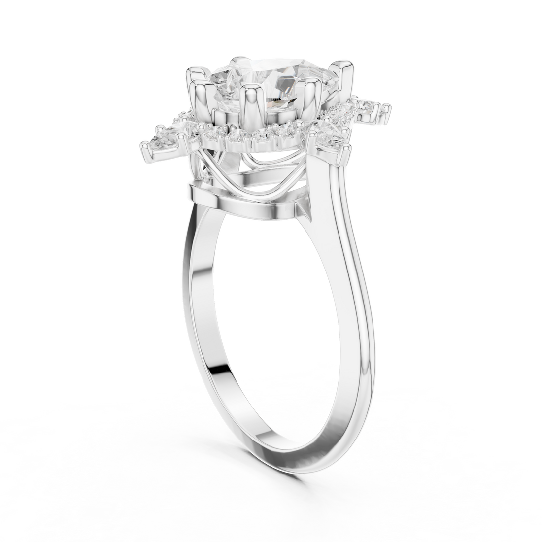 DDLR-412 - Halo Pear Ring - White Gold