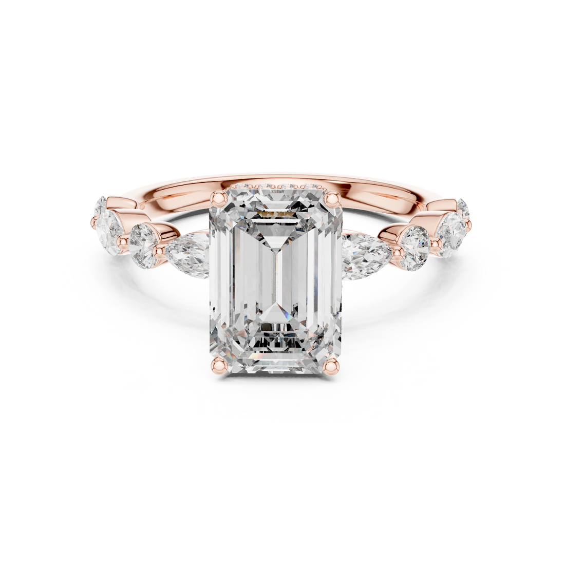 Solitaire Ring - Emerald | 9#10014L_04 - Rose Gold