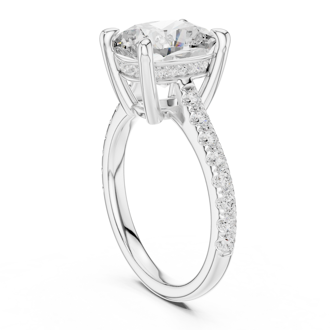 DDLR-250 -ECU - Solitaire Cushion Ring - White Gold