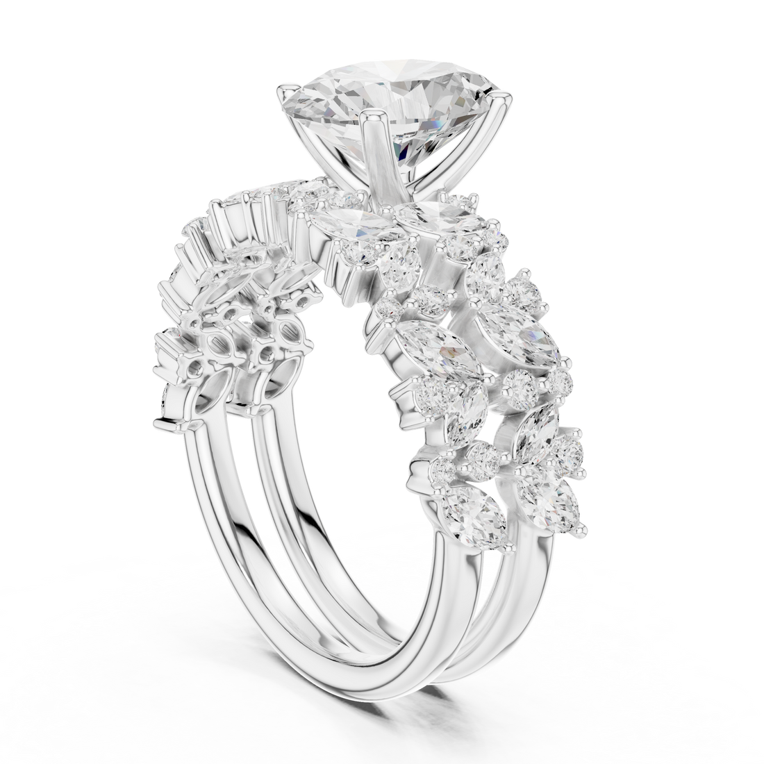 DDLR-443-OV - Fashion Oval Ring - White Gold