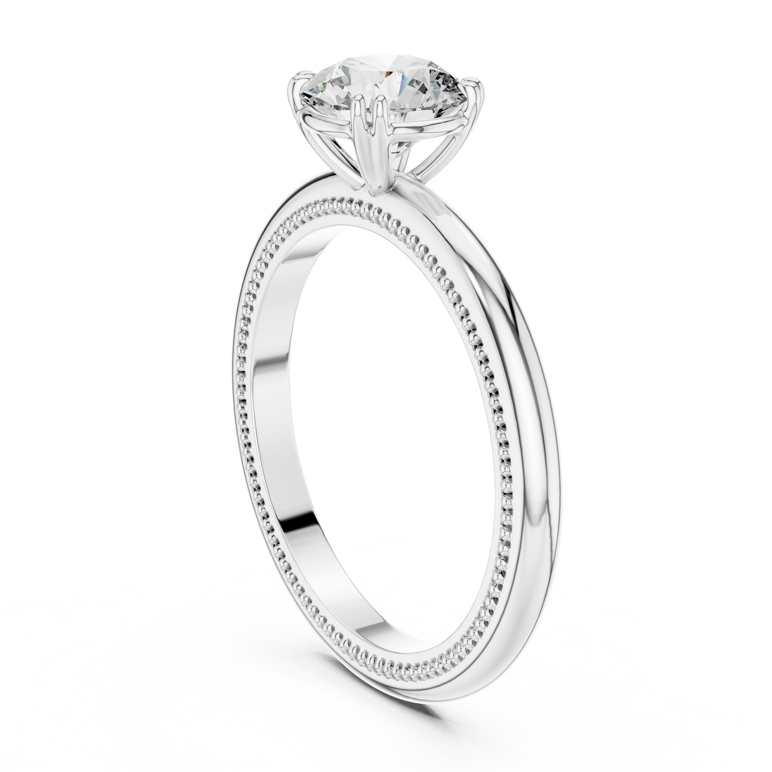 LR-0016 - Solitaire Round Ring - White Gold