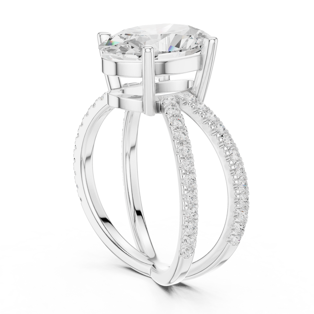 25 OV - Split Shank Oval Ring - White Gold
